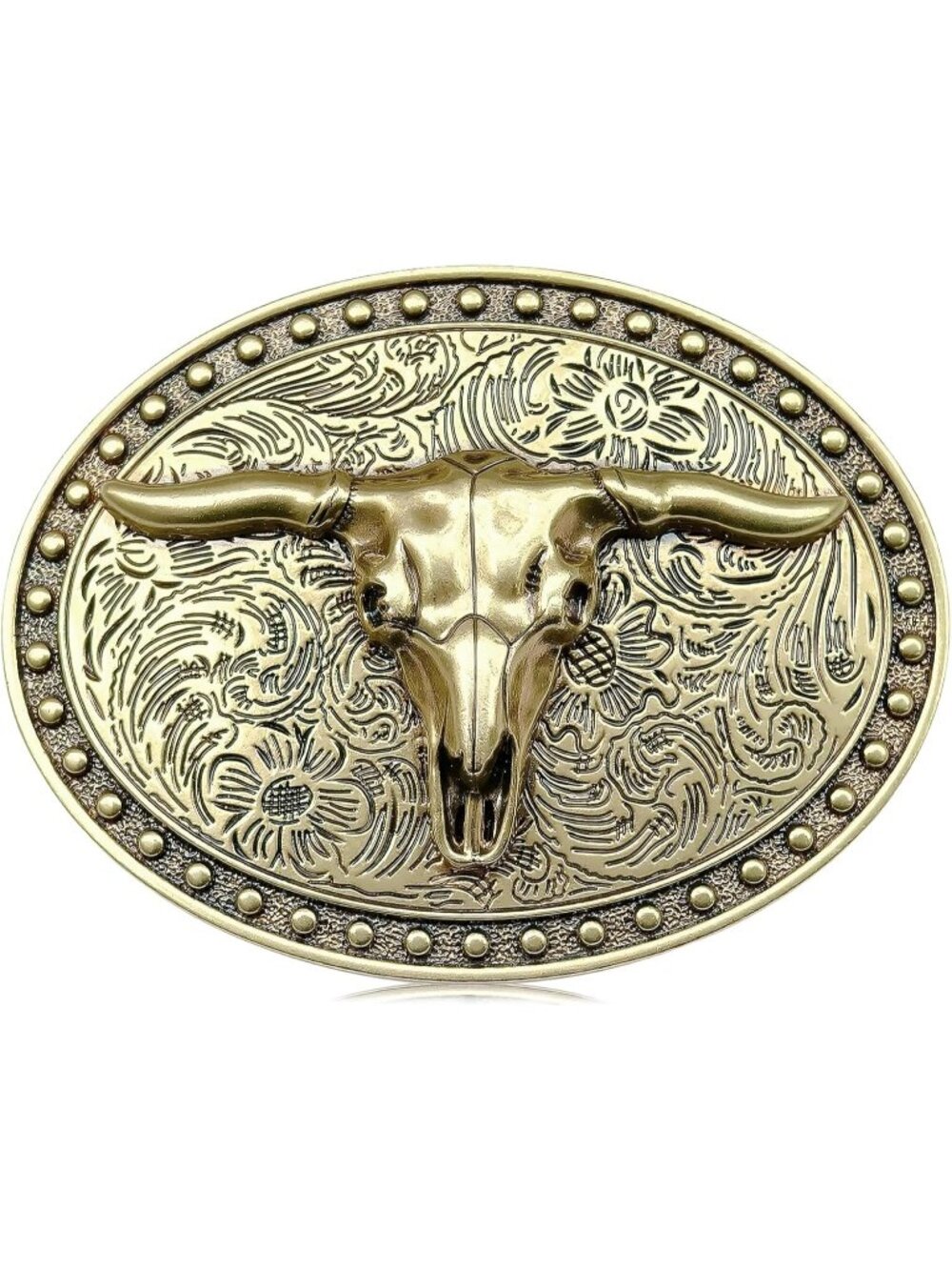 Men Longhorn Gold Imported Large Cowboy Belt Buckle for Men Women